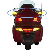 Хром накладки LED на пассажирские подлокотники: Гарабиты+Стопы +Поворотники для всех GL1800