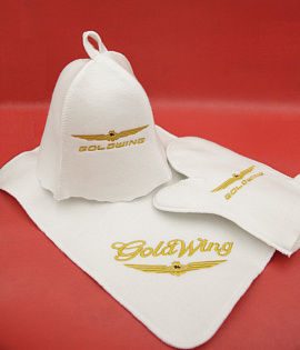 Подарочный банный набор с вышивкой Goldwing (комплект 3 предмета)
